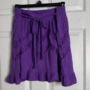 Mimi Chica Purple A-Line Skirt with Lace Accents
